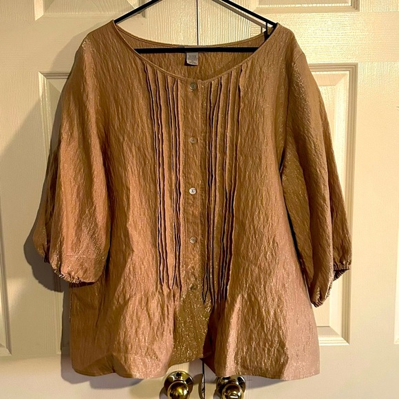 Tan Button-Up Top - Picture 1 of 8